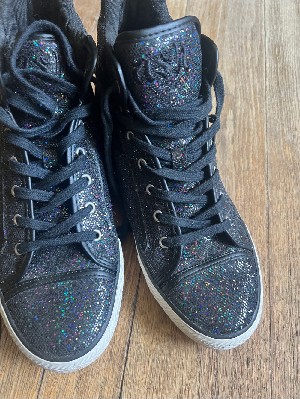Black Glitter High-Top Women's Sneakers